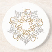 メリークリスマス書道スターアート金ゴールドシルバー コースター (正面)