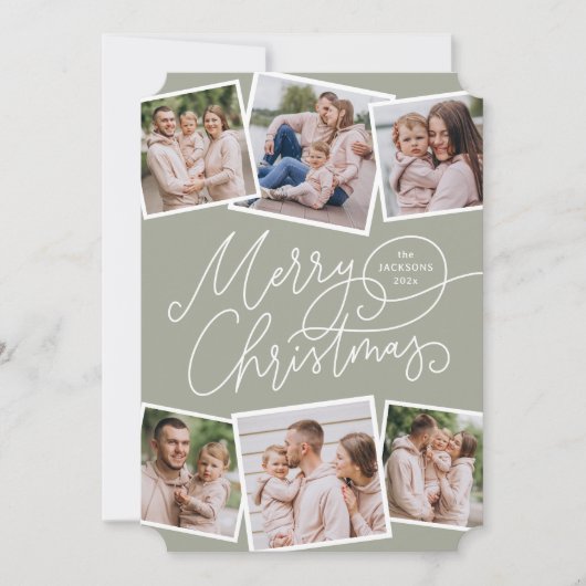 メリークリスマス書道セージ緑6枚 シーズンカード (正面)