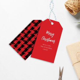 メリークリスマス書道バッファローチェック ギフトタグ