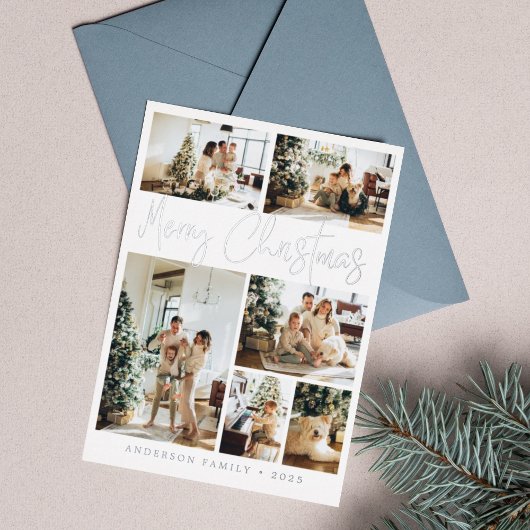 メリークリスマス書道フォトシルバー 箔シーズンカード