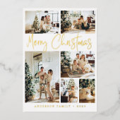 メリークリスマス書道フォトセージグリーン金ゴールド 箔シーズンカード (正面)