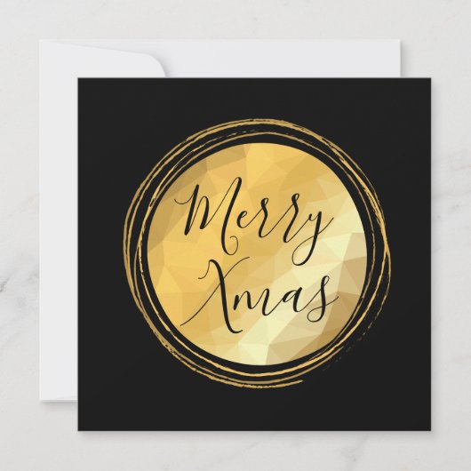 メリークリスマス書道ブラックと金ゴールドの明るいシック カード (正面)