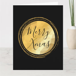 メリークリスマス書道ブラックと金ゴールドの明るいシック カード