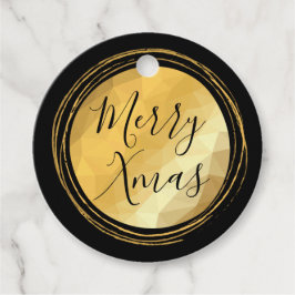 メリークリスマス書道ブラックと金ゴールドの明るいシック フェイバータグ