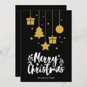 メリークリスマス書道ブラッククリスマスカード シーズンカード (正面/裏面)