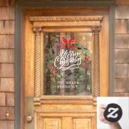 メリークリスマス書道ホリーリース ウィンドウサイン