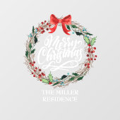 メリークリスマス書道ホリーリース ウィンドウサイン (シート)