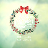 メリークリスマス書道ホリーリース ウィンドウサイン (シート3)