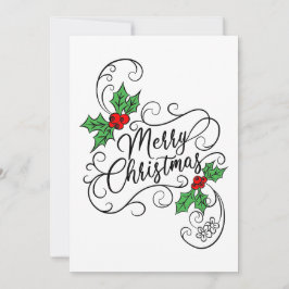 メリークリスマス書道ホリー挨拶 シーズンカード