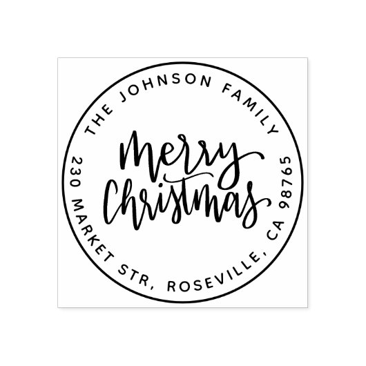 メリークリスマス書道ラウンド差出人住所 ラバースタンプ (インプリント)