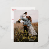 メリークリスマス書道レタリング写真 箔シーズンポストカード (正面/裏面)