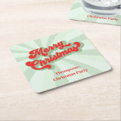 メリークリスマス書道レッドグリーンお洒落 スクエアペーパーコースター (アングル)