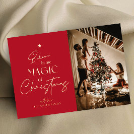 メリークリスマス書道レッドフォトフォイルカード 箔シーズンカード