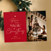 メリークリスマス書道レッドフォトフォイルカード 箔シーズンカード