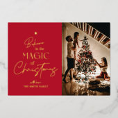 メリークリスマス書道レッドフォトフォイルカード 箔シーズンカード (正面)