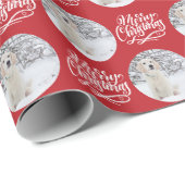 メリークリスマス書道丸フォトレッド ラッピングペーパー (ロールコーナー)