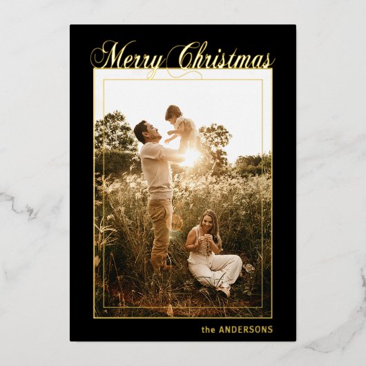 メリークリスマス書道休暇フォトフォイルホ 箔シーズンカード (正面)