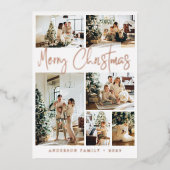 メリークリスマス書道写真バラ金ゴールド 箔シーズンカード (正面)