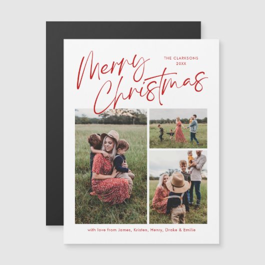 メリークリスマス書道写真磁気カード (正面/裏面)