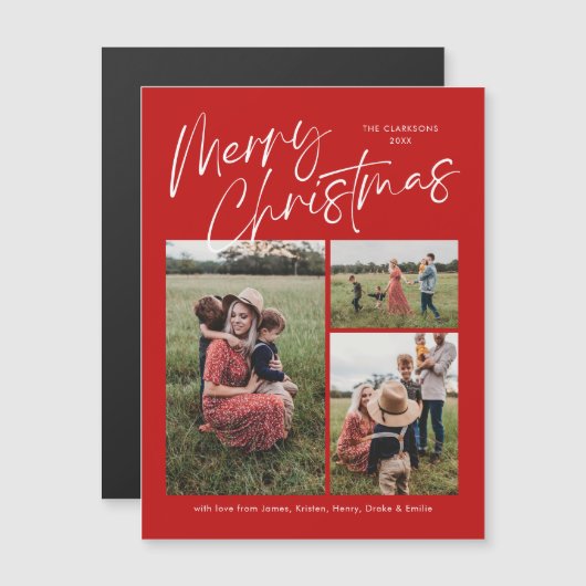 メリークリスマス書道写真磁気カード (正面/裏面)