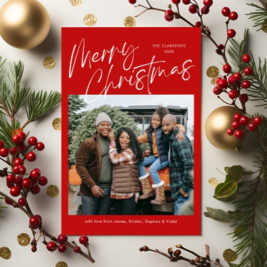 メリークリスマス書道写真磁気カード