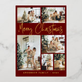 メリークリスマス書道写真金ゴールド 箔シーズンカード (正面)