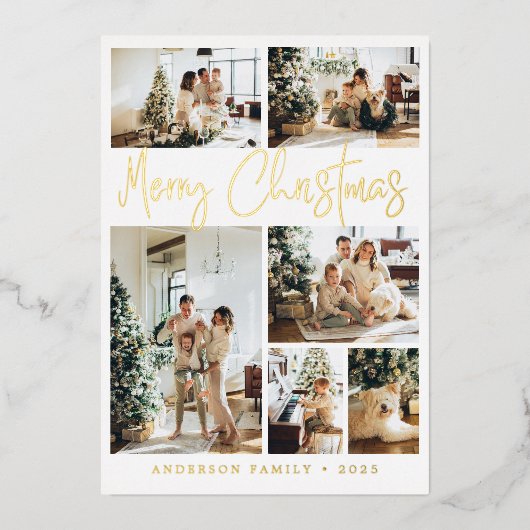 メリークリスマス書道写真金箔Holida 箔シーズンカード (正面)