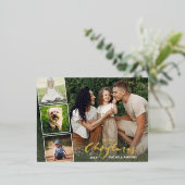 メリークリスマス書道写真集，金ゴールド 箔シーズンポストカード (立ち正面)