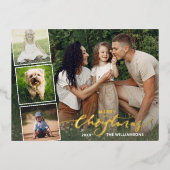 メリークリスマス書道写真集，金ゴールド 箔シーズンポストカード (正面)