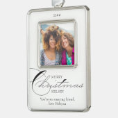 メリークリスマス書道友人写真 シルバープレートフレームオーナメント (左)