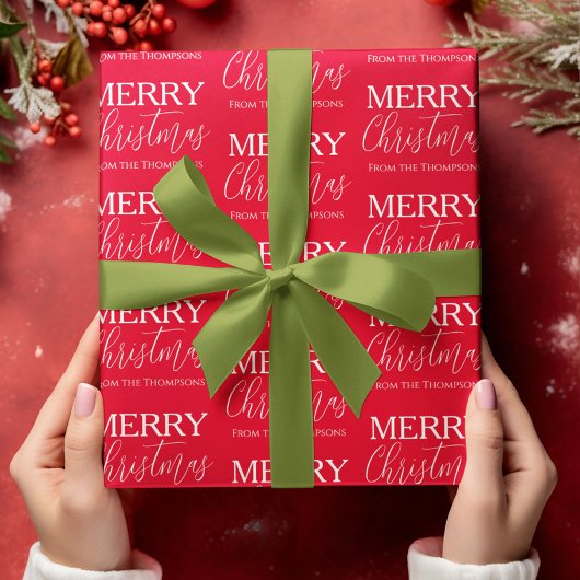 メリークリスマス書道台本お洒落赤 ラッピングペーパー