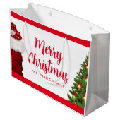 メリークリスマス書道台本の名前テンプレート ラージペーパーバッグ (裏面アングル)