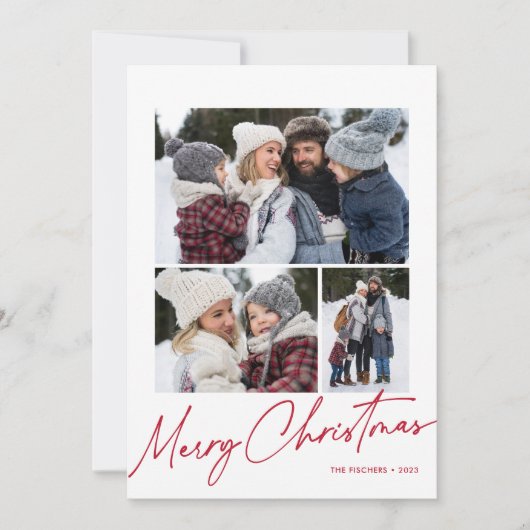 メリークリスマス書道台本シンプル4写真 シーズンカード (正面)