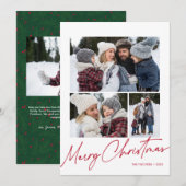 メリークリスマス書道台本シンプル4写真 シーズンカード (正面/裏面)