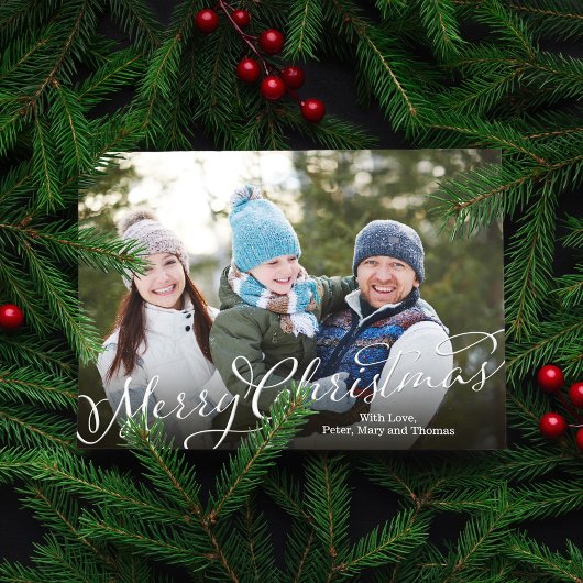 メリークリスマス書道台本ストライプの赤 シーズンカード