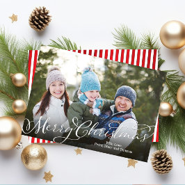 メリークリスマス書道台本ストライプの赤 シーズンカード