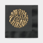 メリークリスマス書道台本タイポグラフィ 箔ナプキン (正面)