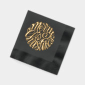 メリークリスマス書道台本タイポグラフィ 箔ナプキン (左)