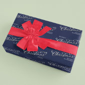 メリークリスマス書道台本ネイビーブルーかわいい ラッピングペーパーシート