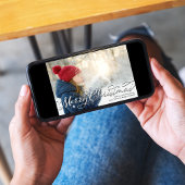 メリークリスマス書道台本ネイビーブループレイド シーズンカード