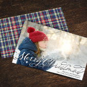 メリークリスマス書道台本ネイビーブループレイド シーズンカード