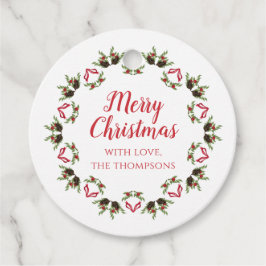 メリークリスマス書道台本モダンリース フェイバータグ