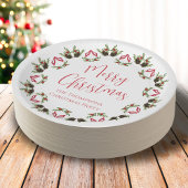 メリークリスマス書道台本モダンリース ペーパープレート