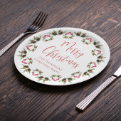 メリークリスマス書道台本モダンリース ペーパープレート