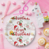 メリークリスマス書道台本 ペーパープレート (パーティー)