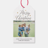 メリークリスマス書道家族の写真カスタム写真 ギフトタグ (正面)