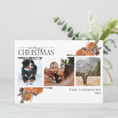 メリークリスマス書道柑橘系植物写真 シーズンカード (スタンド正面)