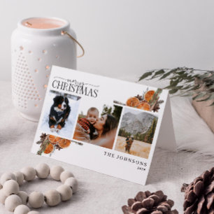 メリークリスマス書道柑橘系植物写真 シーズンカード