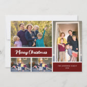 メリークリスマス書道赤い写真コラージュ シーズンカード (正面)