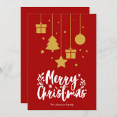 メリークリスマス書道赤クリスマスカード シーズンカード (正面/裏面)